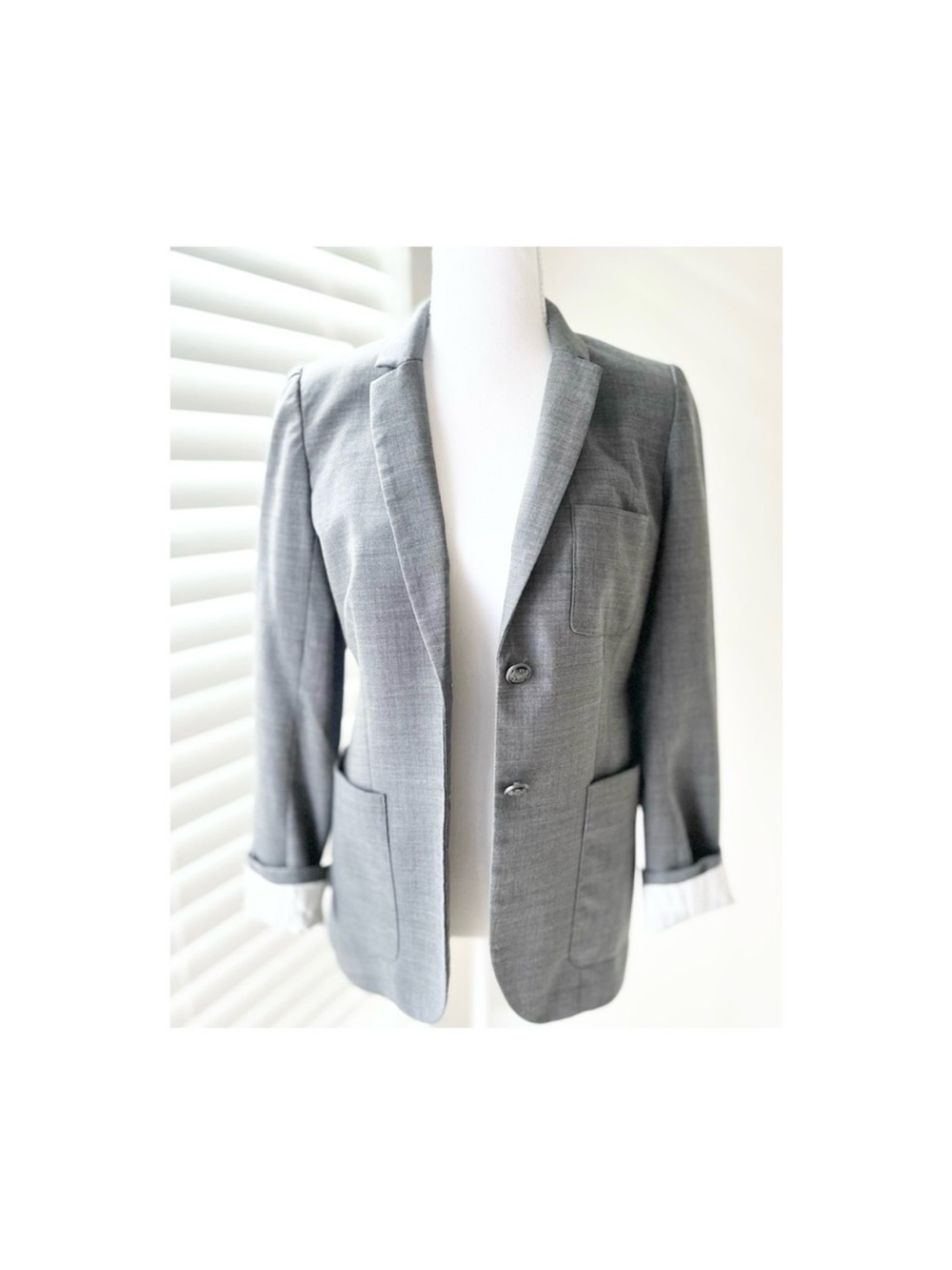 Aritzia Gray Two-Button Tailored Blazer